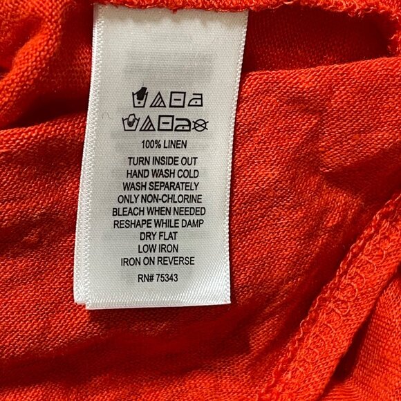 Tahari 100% Linen Tunic Top Shirt Red Size 1X V-Neck 3/4 Sleeve - Picture 6 of 6